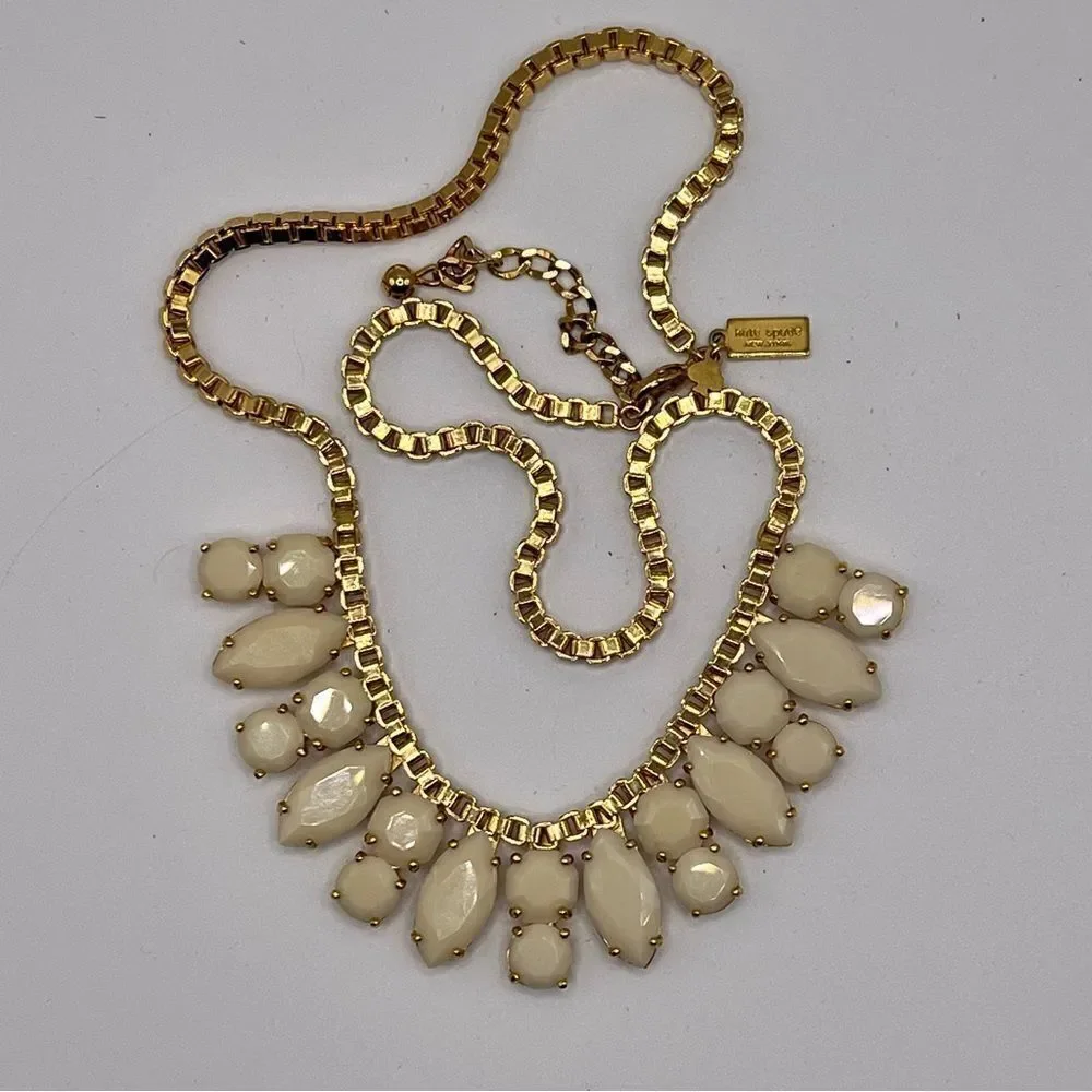 Kate Spade gold box chain and cream statement necklace